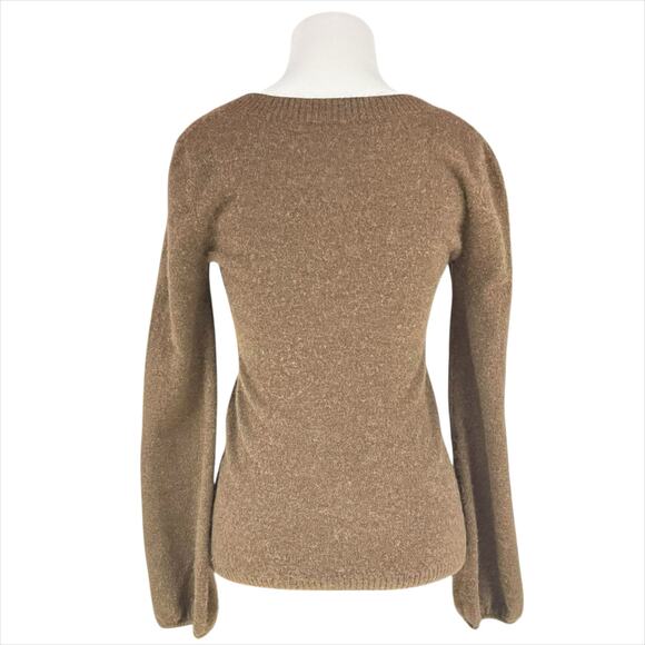 OLD NAVY 2007 Collection 100% Cashmere Brown Scoop Neck Sweater Size S *mended* - Picture 7 of 9